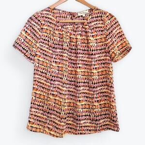 Umgee Short Sleeve Top Womens Small Abstract Multicolor Lightweight Loose Fit